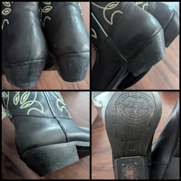 RARE Golden Goose Wish Star Short Western Boot in Black Yellow Sky Embroidery - Picture 15 of 16